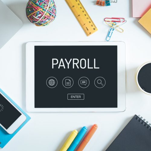 PAYROLL Concept on Tablet PC Screen with Icons